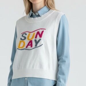 Sunday Letter Graphic Knit Sweater Vest